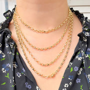 14K Solid Gold Hollow Flat Cable Link Chain